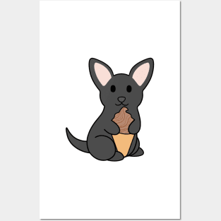 Black Chihuahua Ice Cream Chocolate Posters and Art